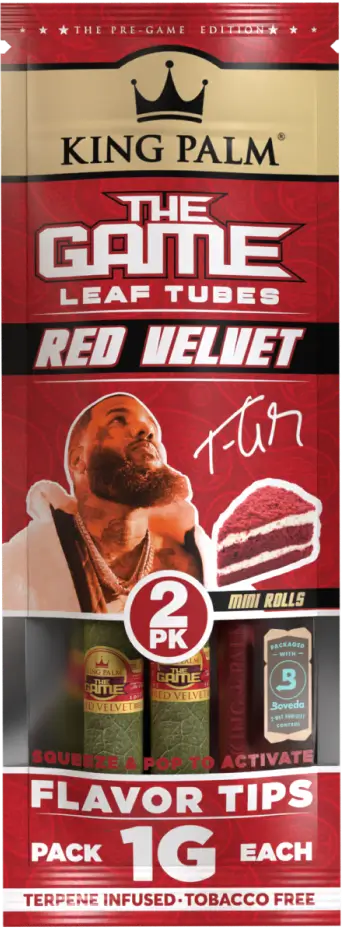 King Palm | 2 Mini Hand-Rolled with flavor tips Box of 20 Leaf Wrap Cannatron The Game Red Velvet