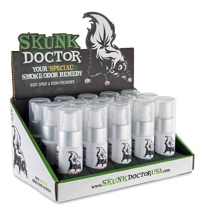 Skunk Doctor | Smoke Odor Eliminator Body Spray Display of 15 Odour Eliminator Spray Smoke & Vape Distributor