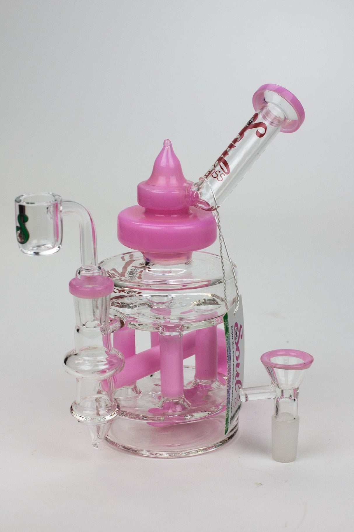 7" SOUL Glass 2-in-1 Double deck recycler bong Glass Bong Canadian Distributor Pink