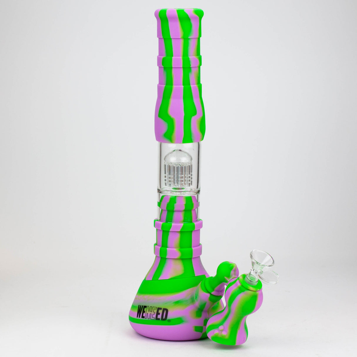 WENEED®-14" Silicone Percolator Water Pipe Resin · Silicone · Plastic Bong WENEED® Green/Purple