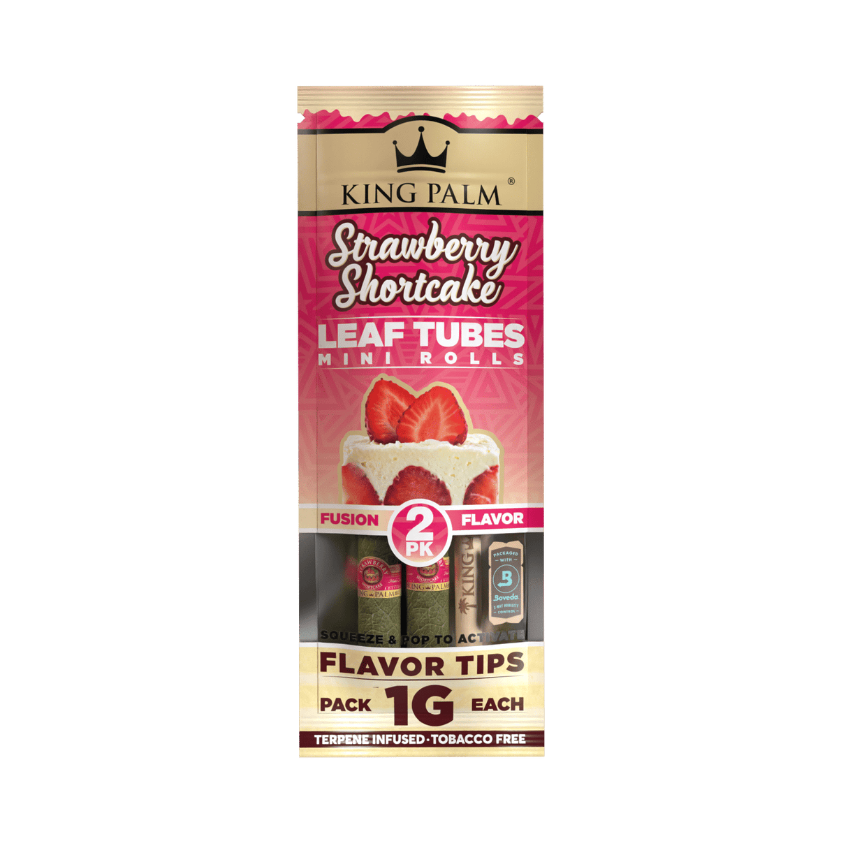 King Palm | 2 Mini Hand-Rolled with flavor tips Box of 20 Leaf Wrap Cannatron Strawberry Shortcake