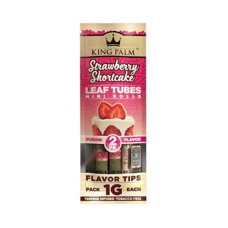 King Palm | 2 Mini Hand-Rolled with flavor tips Box of 20 Leaf Wrap Cannatron Strawberry Shortcake