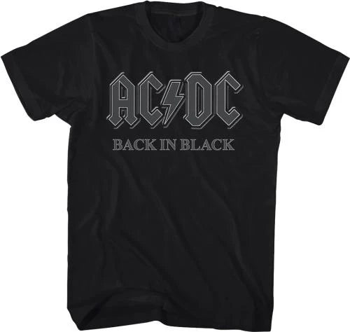 AC/DC | "BACK IN BLACK" Men's T-Shirt Black - Officially Licensed Short Sleeve Philcos Medium