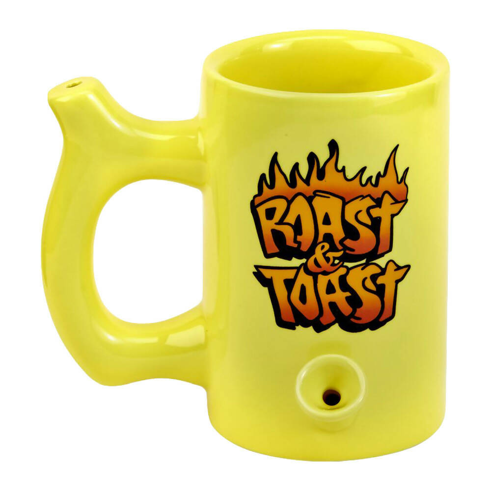 YELLOW ROAST & TOAST PIPE MUG WITH FLAME DESIGN Mug Pipe Roast and Toast Gifts
