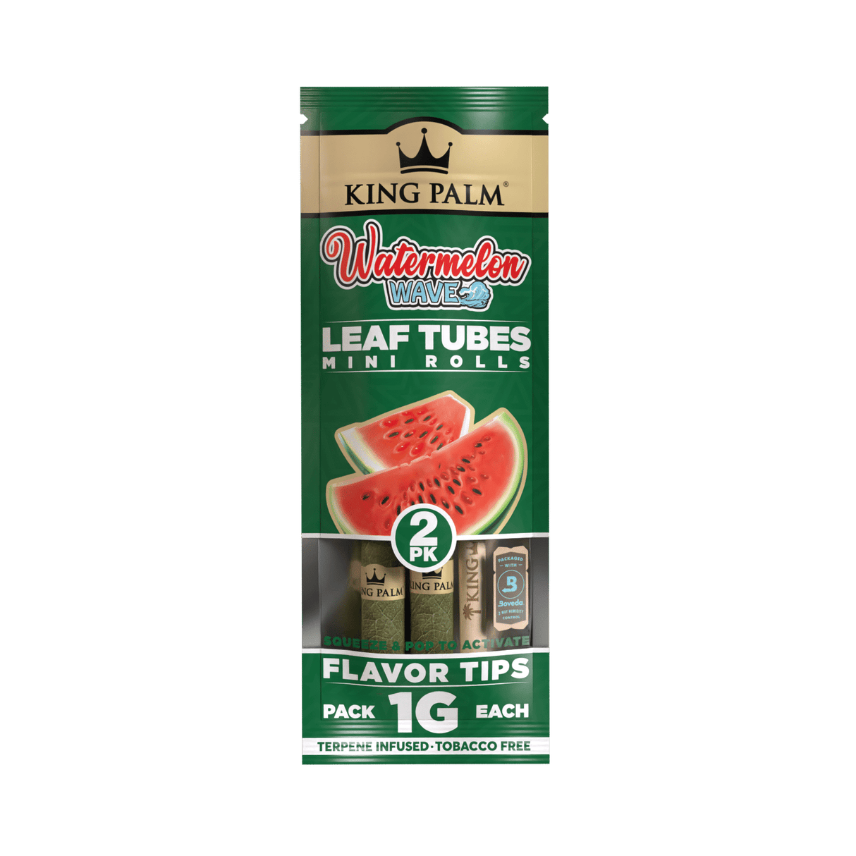 King Palm | 2 Mini Hand-Rolled with flavor tips Box of 20 Leaf Wrap Cannatron Watermelon Wave