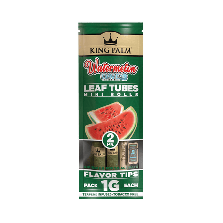 King Palm | 2 Mini Hand-Rolled with flavor tips Box of 20 Leaf Wrap Cannatron Watermelon Wave