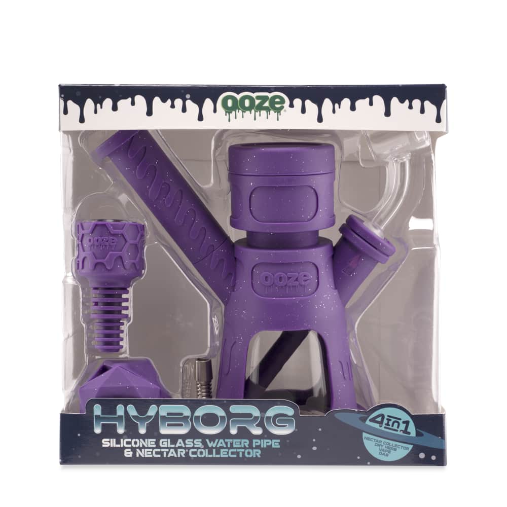 Ooze | Hyborg Silicone Glass 4-In-1 Hybrid Water Pipe And Dab Straw Resin · Silicone Rig Cannatron