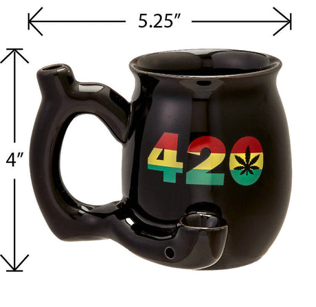 420 Mug - Black Mug with Rasta Colors Mug Pipe Roast and Toast Gifts