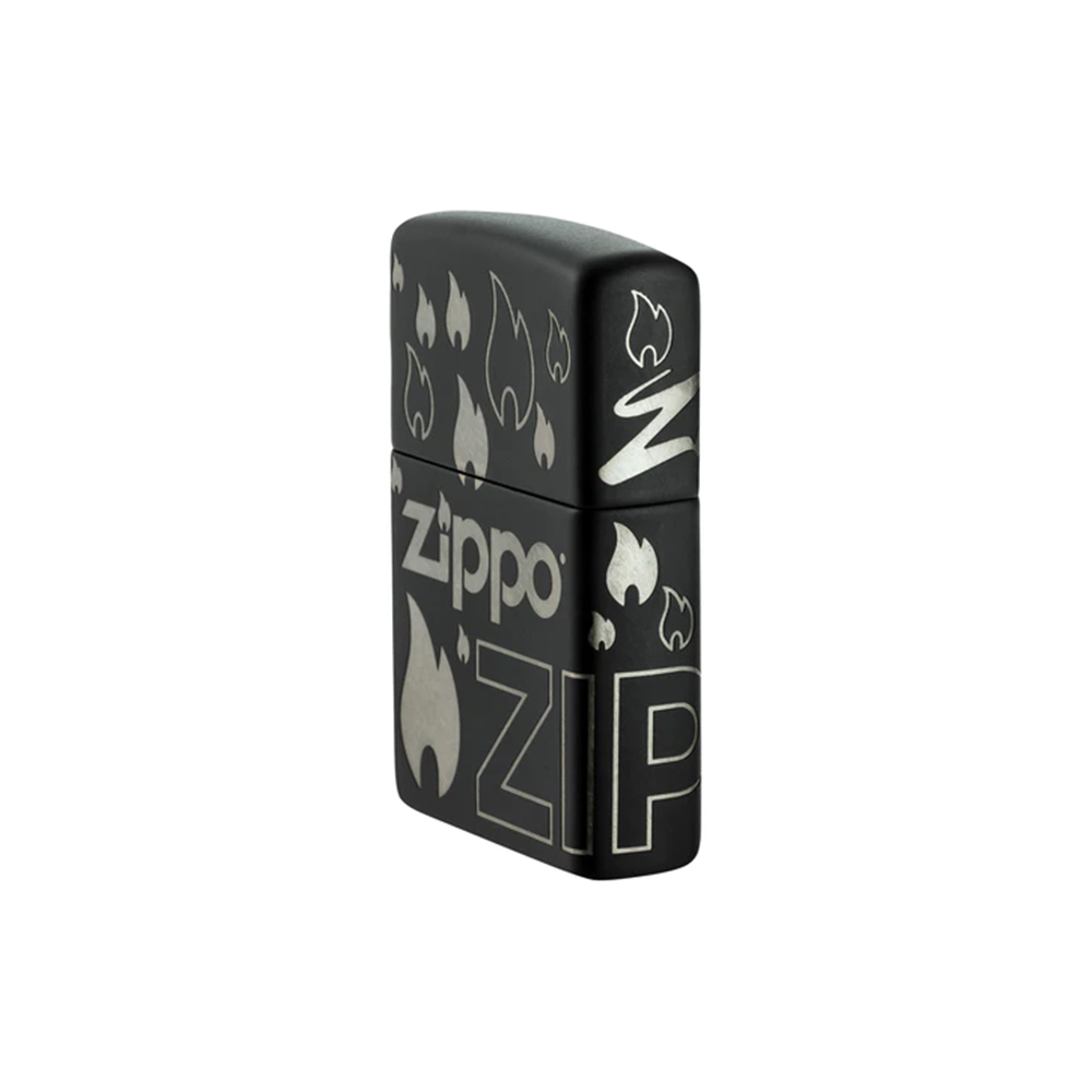 Zippo 48908 Black Matte Laser 360 Design Zippo Lighter ONE