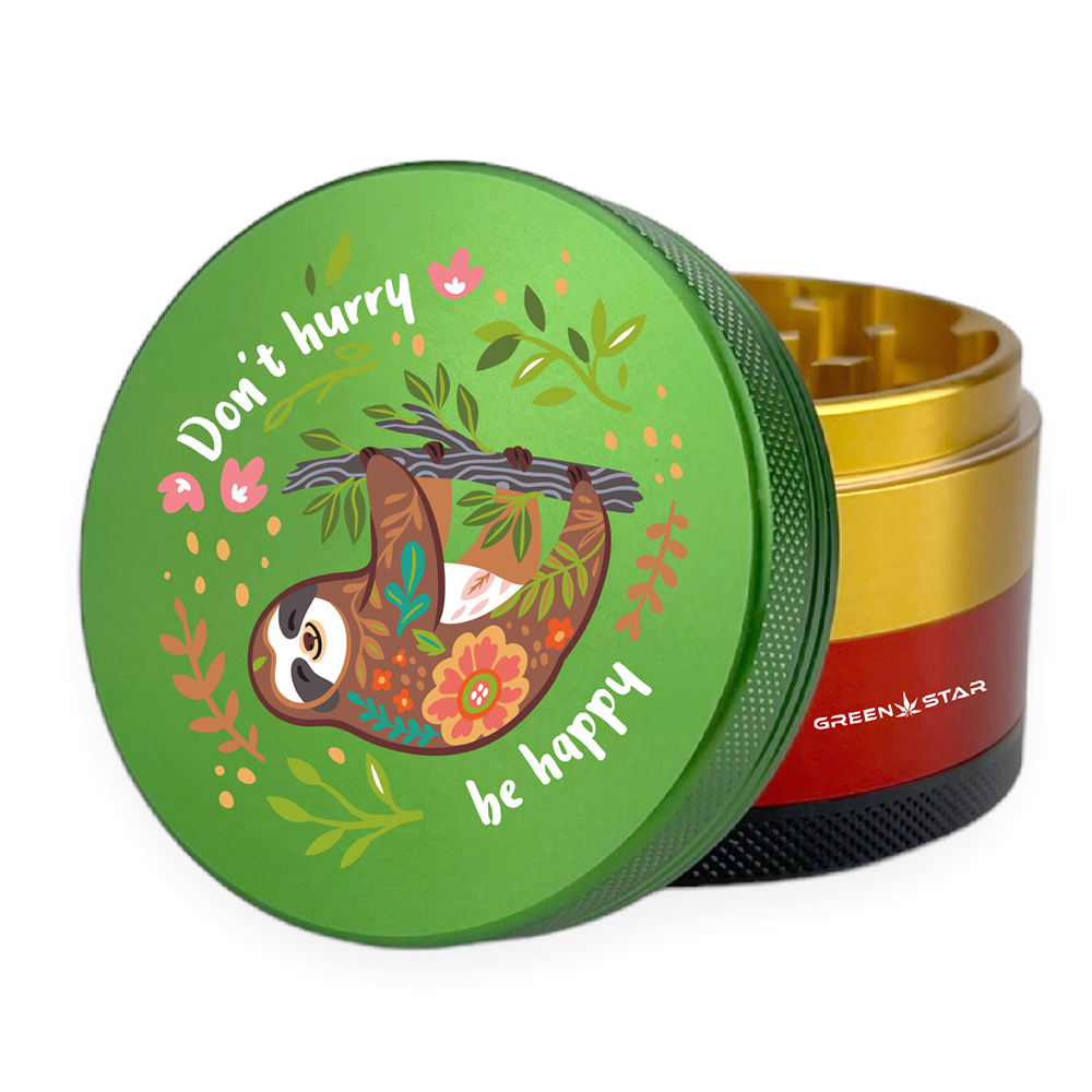 Green Star | 2.5" (63mm) Grinder - Sloth Don't Hurry Design Regular Grinder Green Star Herb Grinders