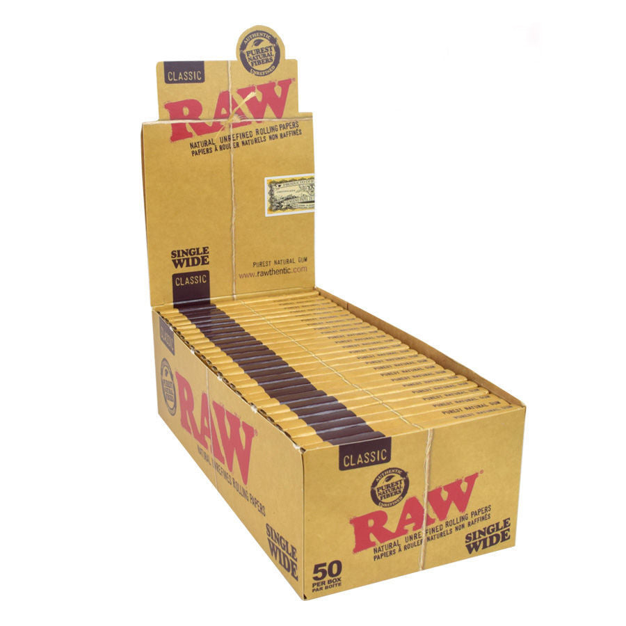 RAW Classic Natural Unrefined Rolling Paper [CP1069][CP1055] 1 - 1/4" Size ONE Singlewide