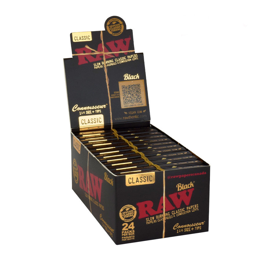 RAW | Black Natural Unrefined Artisan Connoisseur Papers w/ Tips – 1¼ Size 1 - 1/4" Size ONE