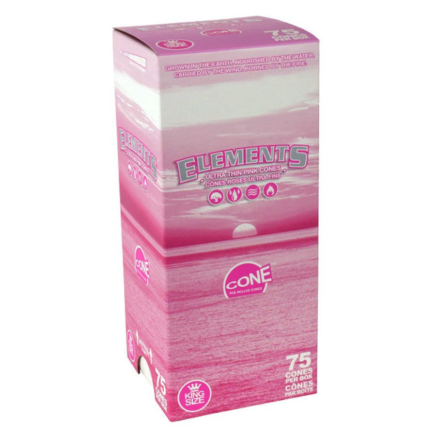 Elements | Pink King Size Pre-Rolled Cones – 75 Pack Pre-rolled Cone (Bulk / Tower) ONE