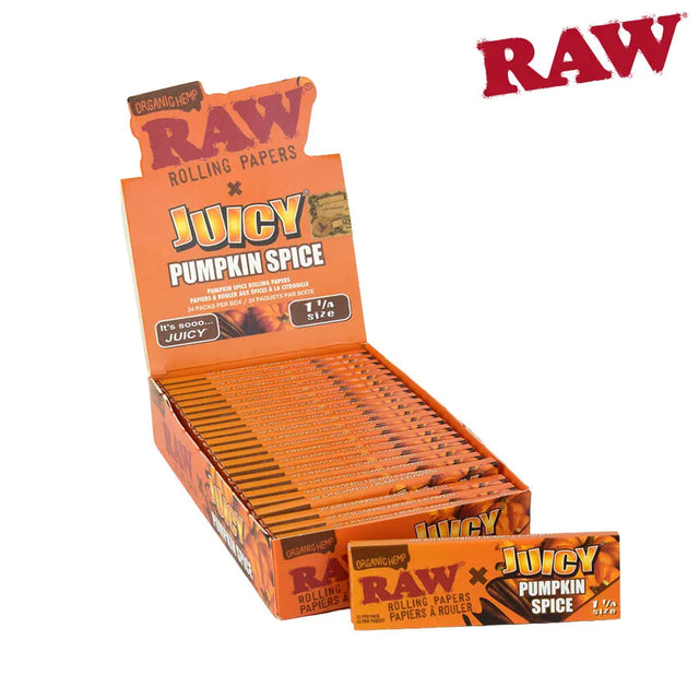 RAW x JUICY JAY'S PUMPKIN SPICE ROLLING PAPERS 1 1/4 Rolling Papers - 24 packs King Size ONE