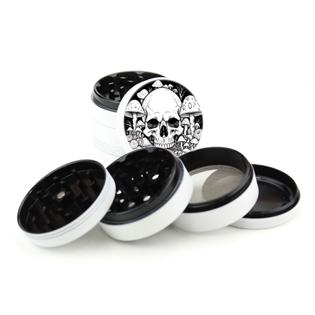 Green Star | 2.5" (63mm) Soft Touch Grinder - Skull and Mushrooms Design