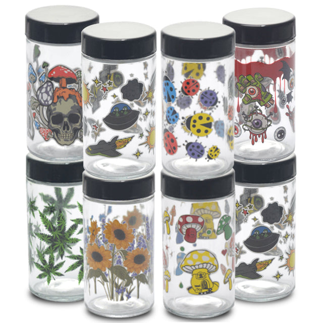 180ml Glass Storage Jar with Sticker Design – Compact & Stylish [SMKZ-145] Jar Canadian Distributor
