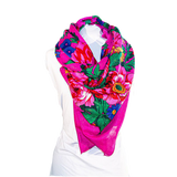 Metallic Kokum Floral Scarf Pack of 10 Scarf Canadian Distributor 45″ x 45″ Hot Pink