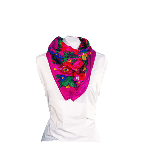 Metallic Kokum Floral Scarf Pack of 10 Scarf Canadian Distributor 30"x30" Fuchsia