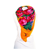 Metallic Kokum Floral Scarf Pack of 10 Scarf Canadian Distributor 45″ x 45″ Orange