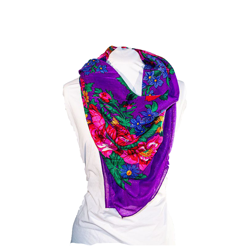 Metallic Kokum Floral Scarf Pack of 10 Scarf Canadian Distributor 45″ x 45″ Purple