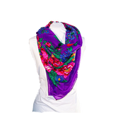 Metallic Kokum Floral Scarf Pack of 10 Scarf Canadian Distributor 45″ x 45″ Purple