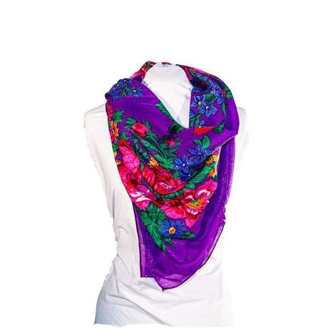 Metallic Kokum Floral Scarf Pack of 10 Scarf Canadian Distributor 45″ x 45″ Purple