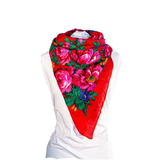 Metallic Kokum Floral Scarf Pack of 10 Scarf Canadian Distributor 45″ x 45″ Red