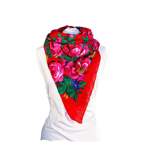 Metallic Kokum Floral Scarf Pack of 10 Scarf Canadian Distributor 45″ x 45″ Red