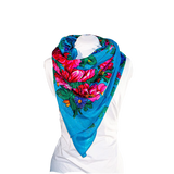 Metallic Kokum Floral Scarf Pack of 10 Scarf Canadian Distributor 45″ x 45″ Turquoise