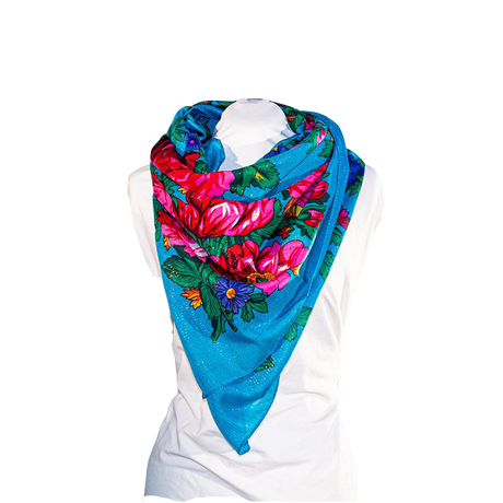 Metallic Kokum Floral Scarf Pack of 10 Scarf Canadian Distributor 45″ x 45″ Turquoise