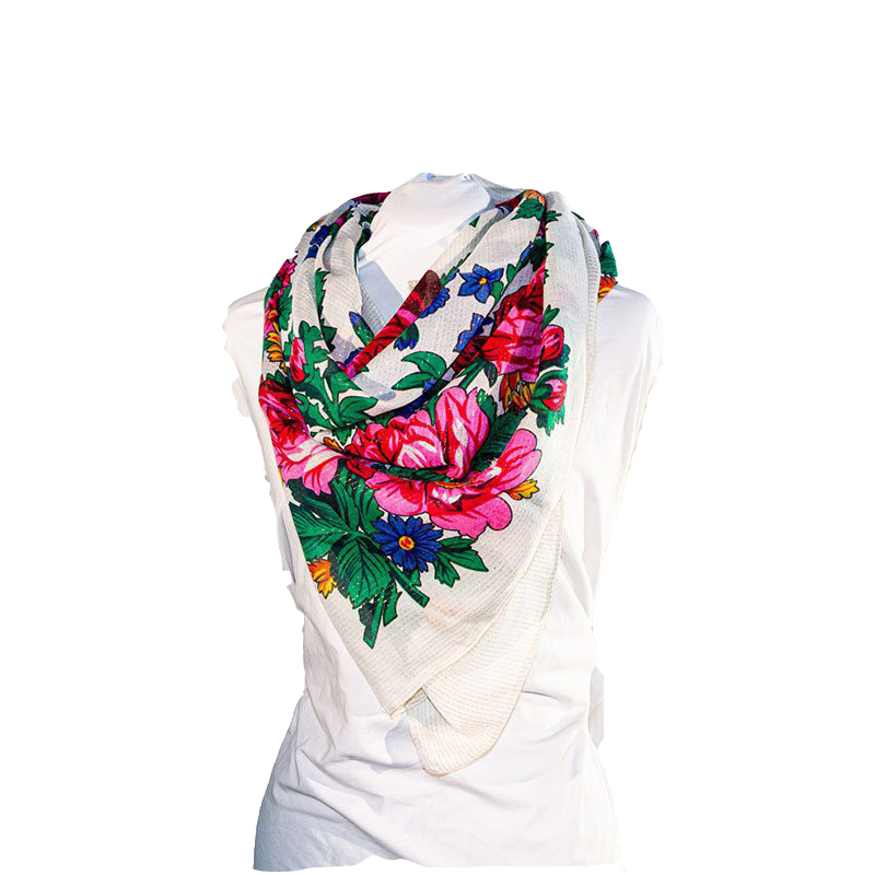 Metallic Kokum Floral Scarf Pack of 10 Scarf Canadian Distributor 45″ x 45″ White