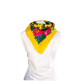 Metallic Kokum Floral Scarf Pack of 10 Scarf Canadian Distributor 30"x30" Yellow