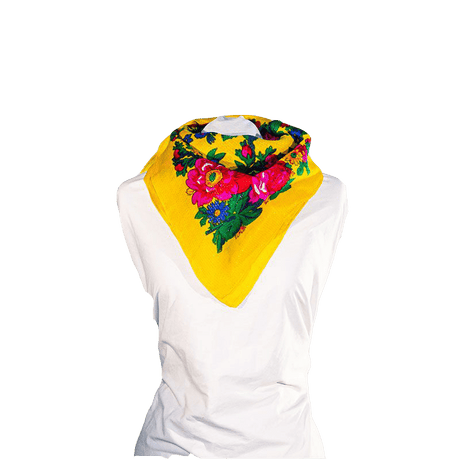 Metallic Kokum Floral Scarf Pack of 10 Scarf Canadian Distributor 30"x30" Yellow