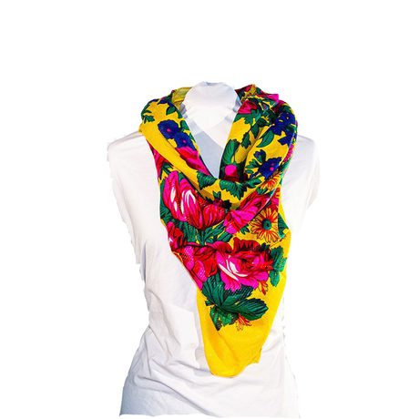 Metallic Kokum Floral Scarf Pack of 10 Scarf Canadian Distributor 45″ x 45″ Yellow