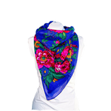 Metallic Kokum Floral Scarf Pack of 10 Scarf Canadian Distributor 45″ x 45″ Royal Blue