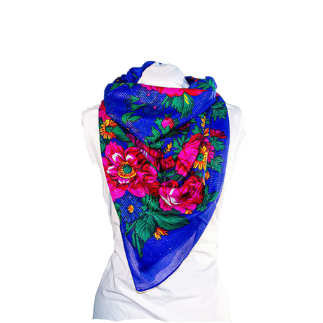 Metallic Kokum Floral Scarf Pack of 10 Scarf Canadian Distributor 45″ x 45″ Royal Blue