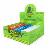 Green Goddess | Acrylic 3-Part Grinder-Blue/Clear/Red – 60mm (12 PCS) Display Pack B Movin Distribution