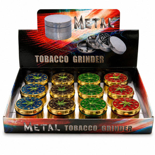 43mm 4-Piece Gold Leaf Metal Grinder Display Pack Super Supplys Inc Default Title