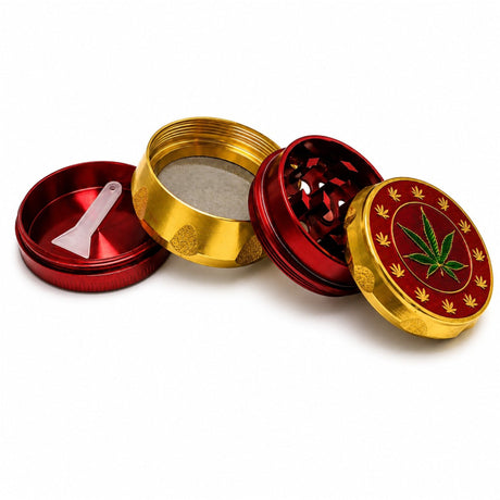 43mm 4-Piece Leaf Design Metal Grinder Display Pack Super Supplys Inc