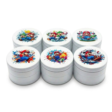 63mm x 42mm Retro Gaming 4-Part Metal Herb Grinder – 6PCS Display Display Pack Super Supplys Inc