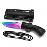 5.7" Rainbow Blade Mini Fixed Blade Knife with Pistol Grip Fixed Blade Knife Super Supplys Inc