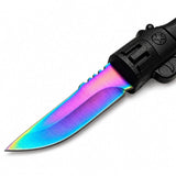 5.7" Rainbow Blade Mini Fixed Blade Knife with Pistol Grip Fixed Blade Knife Super Supplys Inc