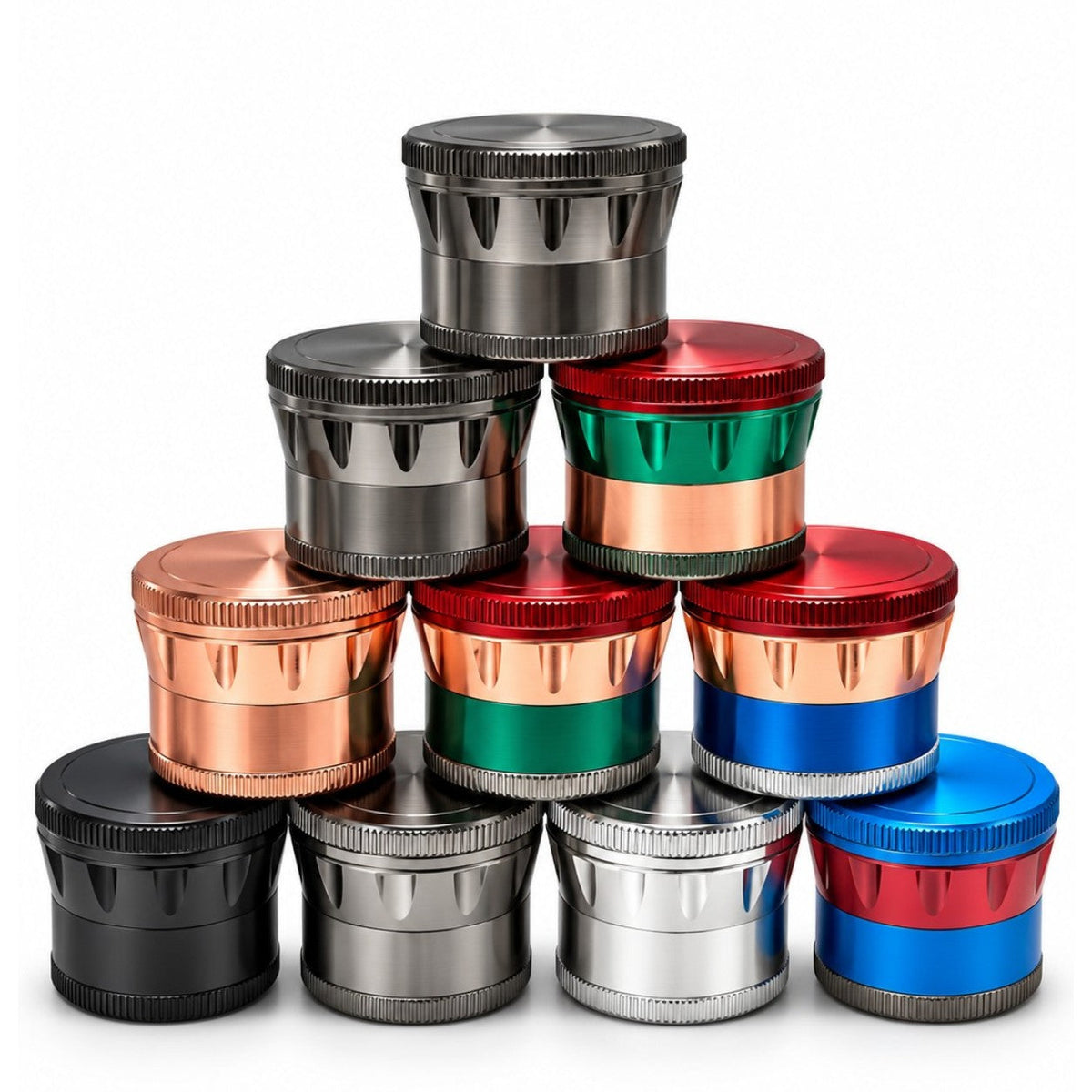 50mm 4-Piece Multi-Tone Metal Grinder - 12CT Display Pack Super Supplys Inc