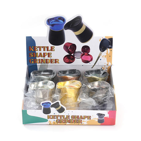 4 Parts 50mm Kettle Shape Metal Grinder Box of 6 [SMJL-008] Display Pack Canadian Distributor