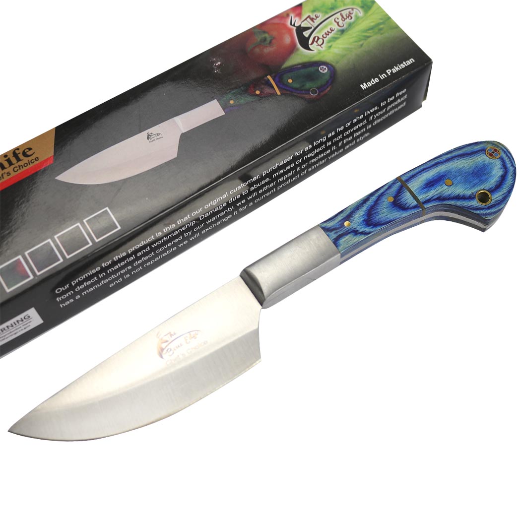 9″ Kitchen Knife Blue Color Wood Handle (13323) Fixed Blade Knife Canadian Distributor