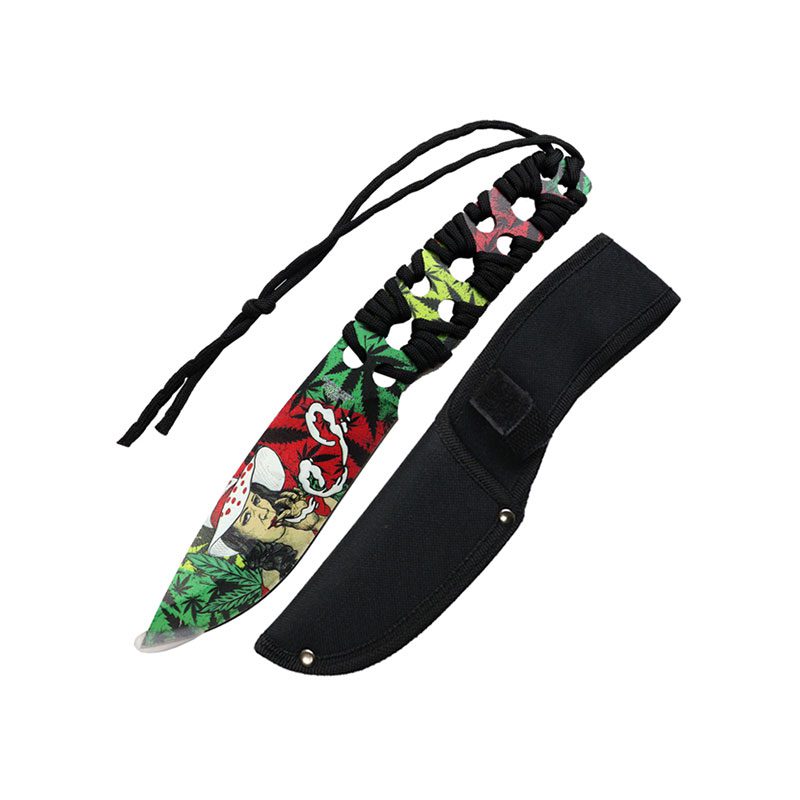 10″ 3D Girl & Leaves Pattern Blade Hunting Knife [14069] Fixed Blade Knife Canadian Distributor Design 2 (14068)