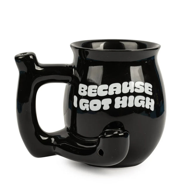 West Coast Gifts™ | Because I Got High – Ceramic Mug Pipe [C249BK] Mug Pipe Smoking Cat Distribution
