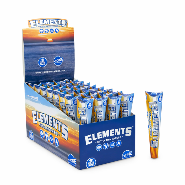 Elements | Ultra Thin Cones King size Pack of 3, Box of 32 Pre-rolled Cone (Display Pack) ONE