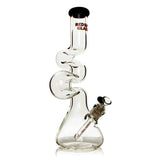 Red Eye Glass® | 16" 7mm Thick Loop-D-Loop Water Pipe [REG184] Glass Bong Smoking Cat Distribution Black [REG184BK]