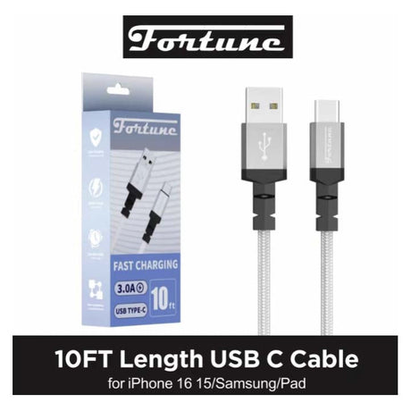 Fortune | 10ft USB-A to USB-C Braided Fast Charging Cable – 3A Charging Cable · Accessory Fortune Default Title